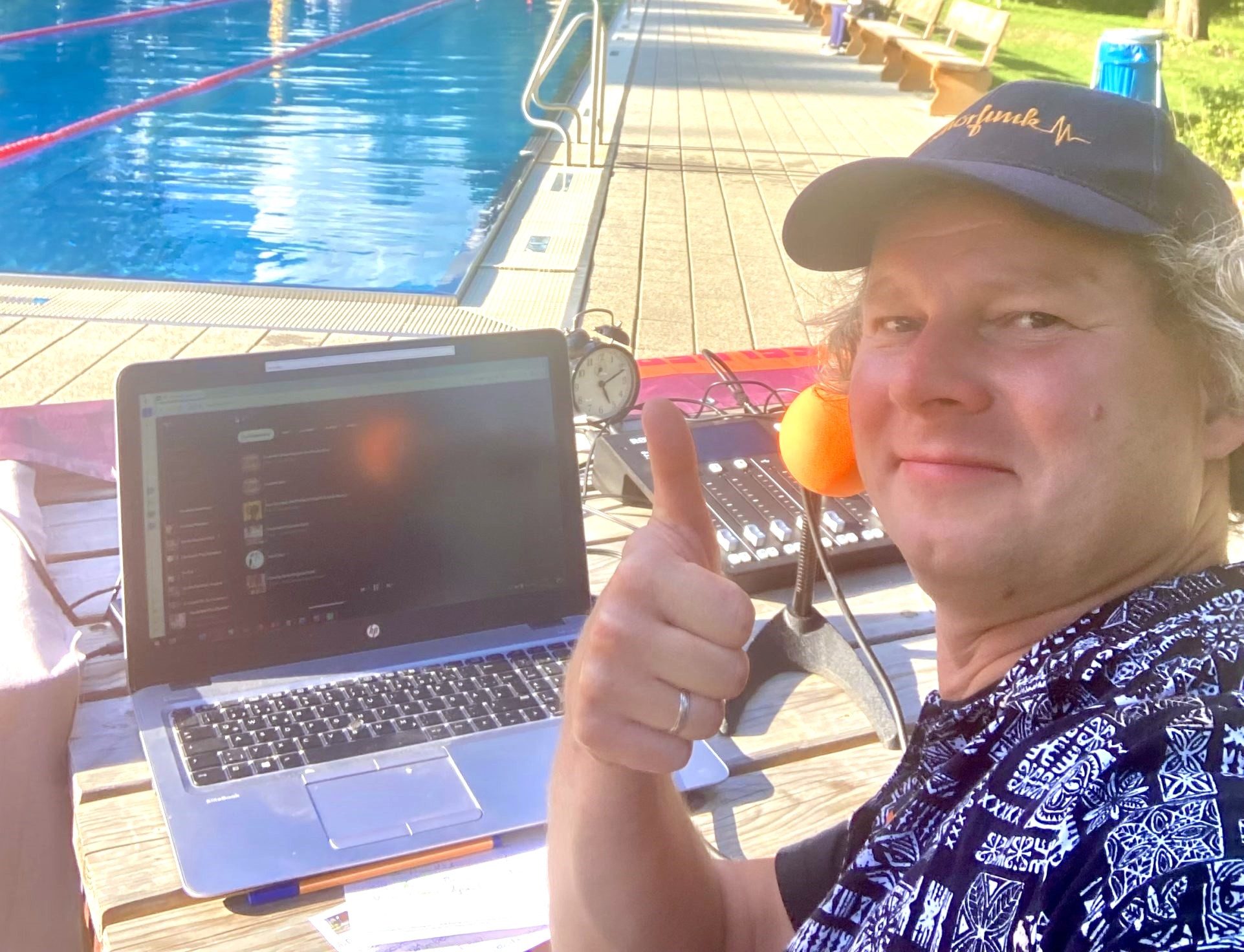 Mobiles Radio im Freibad Rosengarten / Rieden